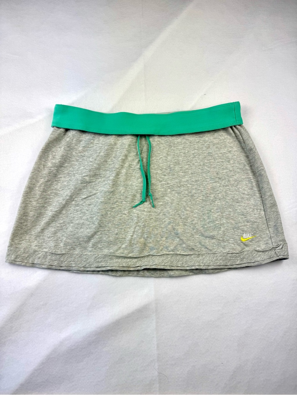 Nike Women’s Y2K Jersey Mini Skirt Fold Over Waist Band Athletic Gray Mint Small